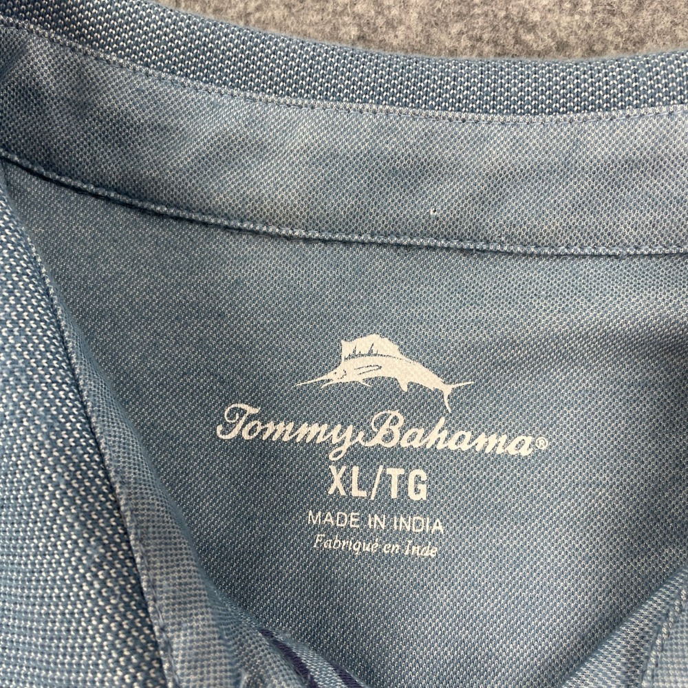Tommy Bahama Mens Polo Shirt XL Blue Striped Striped Short Sleeve - Picture 3 of 12